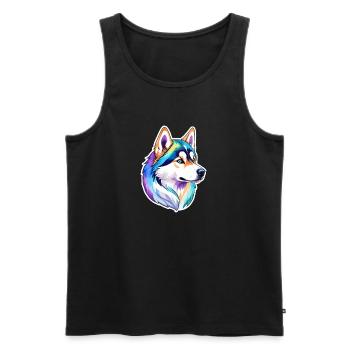 Siberian Husky Watercolors - Men's Premium Organic Tank Top - black - Front - Michal (187cm)