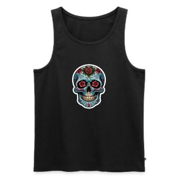Totenkopf Neo Traditional - Männer Premium Bio Tank Top - Schwarz - Vorne - Michal (187cm)