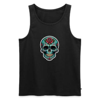 Totenkopf Neo Traditional - Männer Premium Bio Tank Top - Schwarz - Vorne - AI Model Male 178 light (178cm)