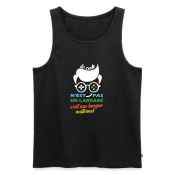 Maillot programmeur codeur idée cadeau humour - Débardeur bio Premium Homme - noir - Devant - Michal (187cm)