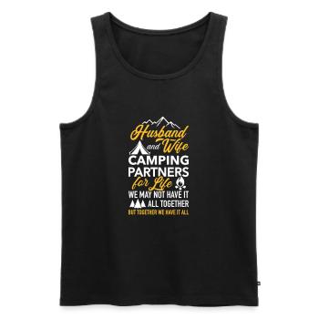 camping - Men's Premium Organic Tank Top - black - Front - AI Model Male 178 light (178cm)
