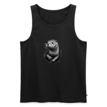 Otter - Männer Premium Bio Tank Top - Schwarz - Vorne - Michal (187cm)