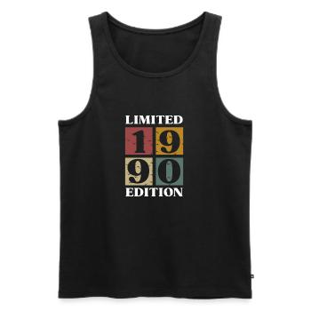 Vintage Cadeau 1990 Anniversaire Édition limitée - Débardeur bio Premium Homme - noir - Devant - Michal (187cm)
