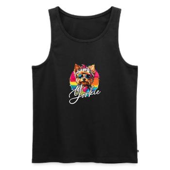 Cute Yorkshire Terrier Yorkie on the Color Wheel - Men's Premium Organic Tank Top - black - Front - Michal (187cm)