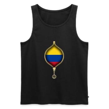 COLOMBIA | FLAG | URBAN SYNTHETICS - Männer Premium Bio Tank Top - Schwarz - Vorne - AI Model Male 178 light (178cm)