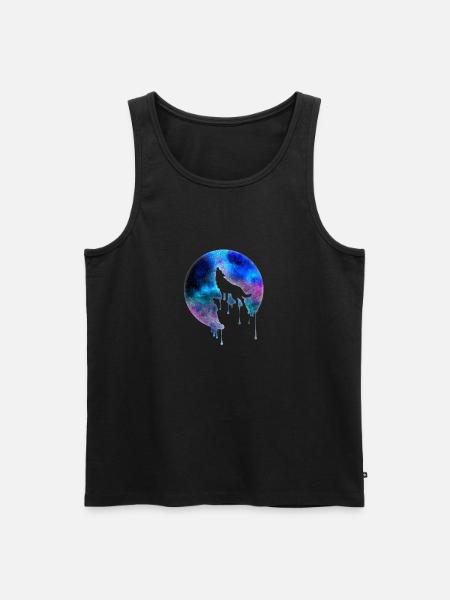 Howling Wolf full moon Galaxy universe gift - Men's Premium Organic Tank Top - black