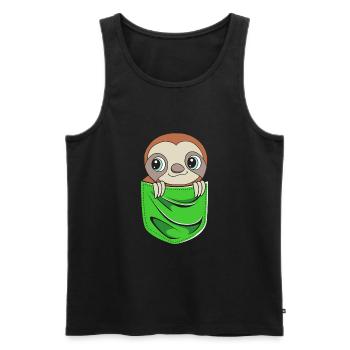 Faultier Faulheit Faulenzer Morgenmuffel - Männer Premium Bio Tank Top - Schwarz - Vorne - AI Model Male 178 light (178cm)