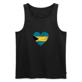 Bahamas Flaggenherz - Männer Premium Bio Tank Top - Schwarz - Vorne - Michal (187cm)