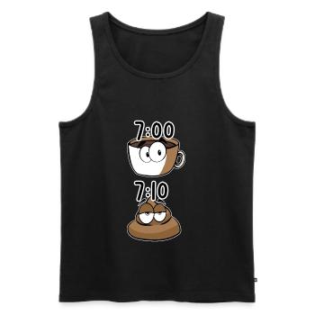 Caca de café le matin - Débardeur bio Premium Homme - noir - Devant - AI Model Male 178 light (178cm)
