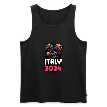 Italie 2024 Voyage de vacances coloré - Débardeur bio Premium Homme - noir - Devant - Michal (187cm)