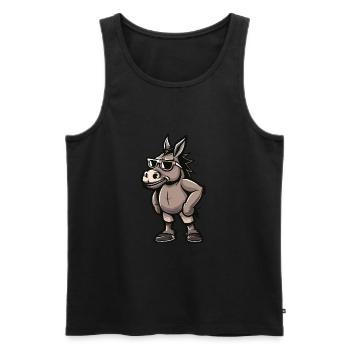 Esel Cool Comic - Männer Premium Bio Tank Top - Schwarz - Vorne - AI Model Male 178 light (178cm)