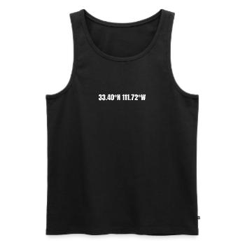 Mesa, Arizona, USA Coordinates - Men's Premium Organic Tank Top - black - Front - AI Model Male 178 light (178cm)