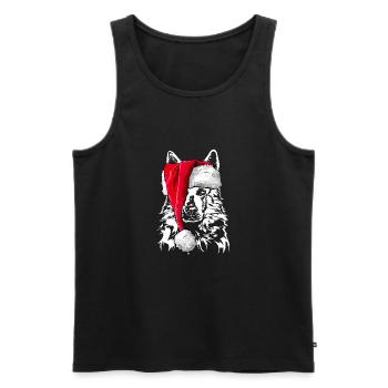 Santa WEISSER SWISS SHEPHERD Christmas - Men's Premium Organic Tank Top - black - Front - Michal (187cm)