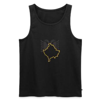 Kosovo - Albaner mit Gold - Männer Premium Bio Tank Top - Schwarz - Vorne - AI Model Male 178 light (178cm)
