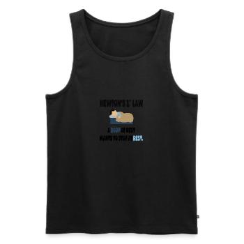 Newton's 1st Law, a Body in Rest wants To stay at - Men's Premium Organic Tank Top - black - Front - AI Model Male 178 light (178cm)