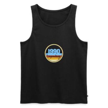 Born 1990 - Men's Premium Organic Tank Top - black - Front - Michal (187cm)