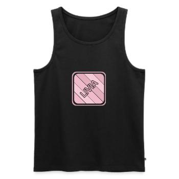 First name Livia - Men's Premium Organic Tank Top - black - Front - AI Model Male 178 light (178cm)
