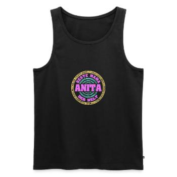 Anita - Männer Premium Bio Tank Top - Schwarz - Vorne - Michal (187cm)