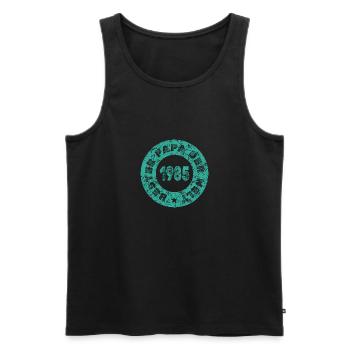 1985 - Männer Premium Bio Tank Top - Schwarz - Vorne - AI Model Male 178 light (178cm)