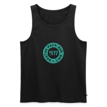 1977 - Männer Premium Bio Tank Top - Schwarz - Vorne - AI Model Male 178 light (178cm)