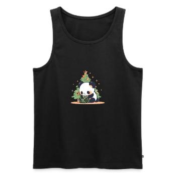 Panda Bear Christmas tree - Men's Premium Organic Tank Top - black - Front - AI Model Male 178 light (178cm)