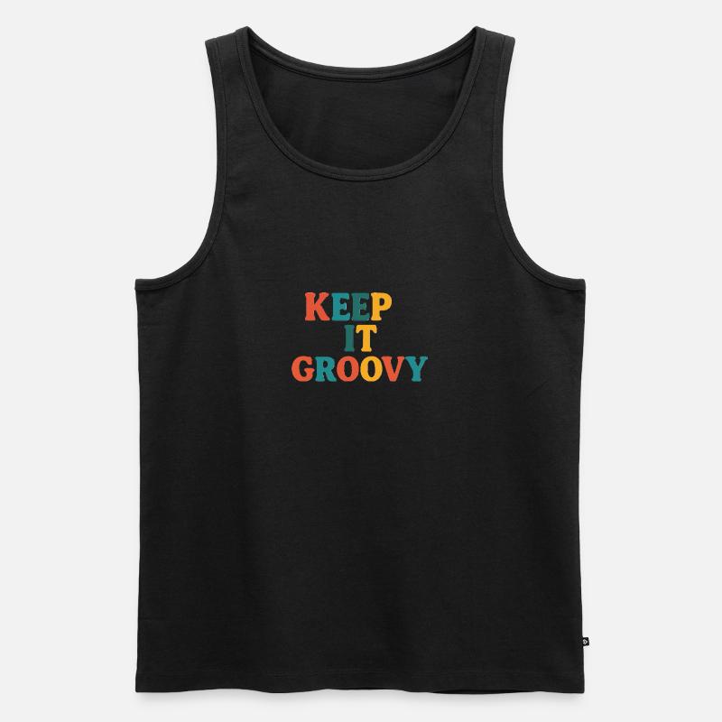 Halten Sie es groovy - Männer Premium Bio Tank Top - Schwarz