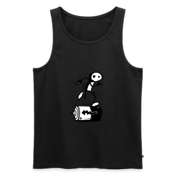 Battery life - Men's Premium Organic Tank Top - black - Front - AI Model Male 178 light (178cm)