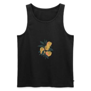 Enjoy peach, an energy-packed fruit - Men's Premium Organic Tank Top - black - Front - AI Model Male 178 light (178cm)