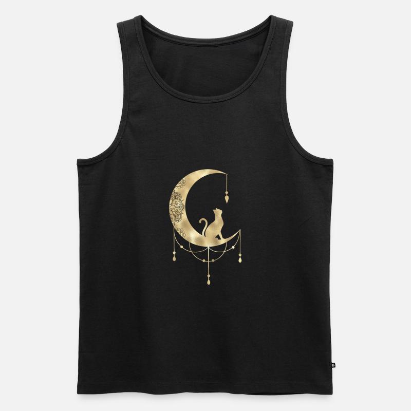 Die Katze im Mond - Männer Premium Bio Tank Top - Schwarz