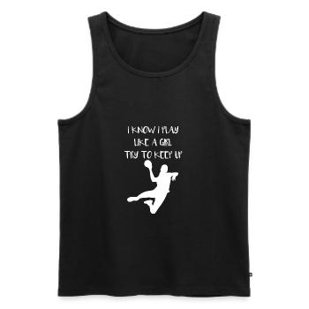Handball Filles Handball Femmes Handball Féminin - Débardeur bio Premium Homme - noir - Devant - Michal (187cm)