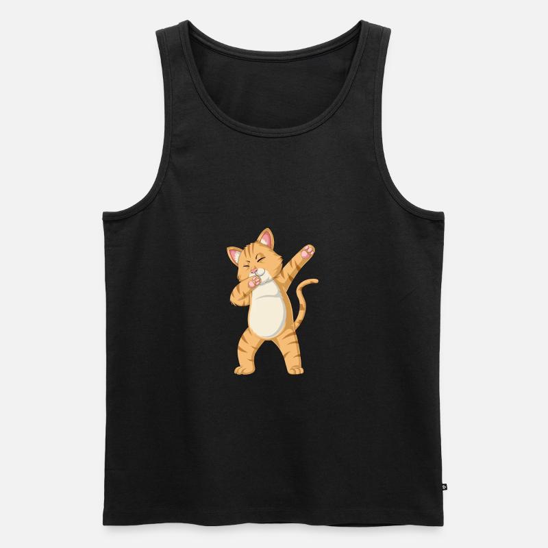 dabbing Katze - Männer Premium Bio Tank Top - Schwarz