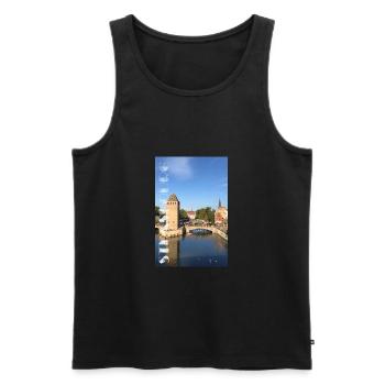 Strasbourg Alsace Covered Bridges - Men's Premium Organic Tank Top - black - Front - AI Model Male 178 light (178cm)