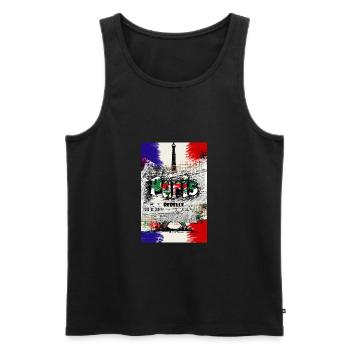 Paris Rebelle Art - Débardeur bio Premium Homme - noir - Devant - AI Model Male 178 light (178cm)