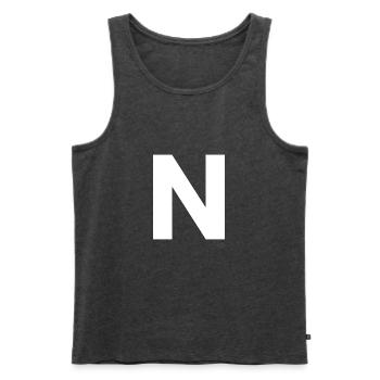 N - Men's Premium Organic Tank Top - heather anthracite - Front - AI Model Male 178 light (178cm)