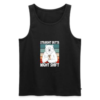 Direkte aus der Nachtschicht - Männer Premium Bio Tank Top - Schwarz - Vorne - AI Model Male 178 light (178cm)