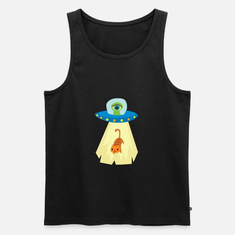 UFO cat abduction - Männer Premium Bio Tank Top - Schwarz