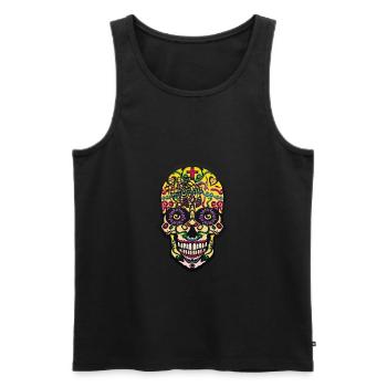 mexikanischer Schädel des mexikanischen Hauptschädels - Männer Premium Bio Tank Top - Schwarz - Vorne - Michal (187cm)