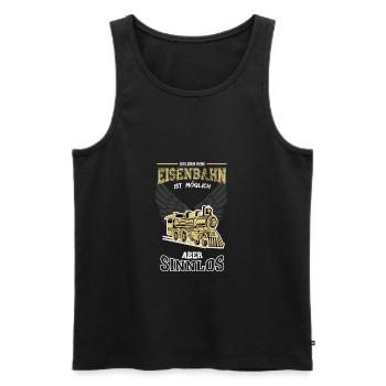 Lokomotive Eisenbahn Leben sinnlos - Geschenk - Männer Premium Bio Tank Top - Schwarz - Vorne - Michal (187cm)
