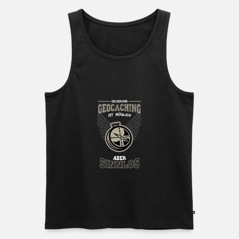 Geocaching Leben sinnlos - Geschenk - Männer Premium Bio Tank Top - Schwarz