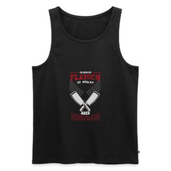 Fleisch Metzger Leben sinnlos - Geschenk - Männer Premium Bio Tank Top - Schwarz - Vorne - Michal (187cm)