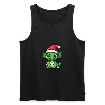 Dinosaure tricératops Noël mignon - Débardeur bio Premium Homme - noir - Devant - Michal (187cm)