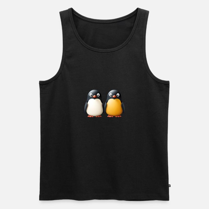 2 cute Penguins - Männer Premium Bio Tank Top - Schwarz
