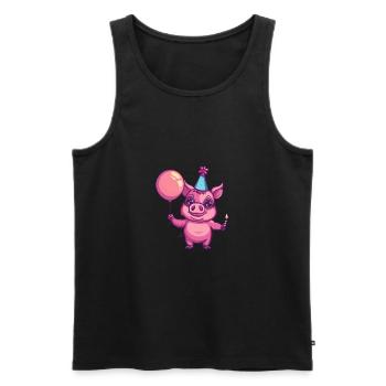 Schwein Geburtstag Comic Wildschwein - Männer Premium Bio Tank Top - Schwarz - Vorne - AI Model Male 178 light (178cm)