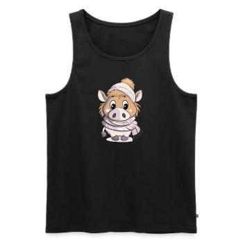 Niedliches Wildschwein mit Schal und Pudelmütze. - Männer Premium Bio Tank Top - Schwarz - Vorne - AI Model Male 178 light (178cm)
