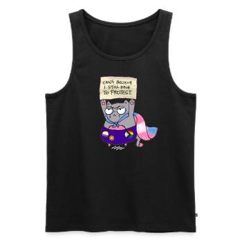 Pride Cat - Can't believe I still have to protest - Männer Premium Bio Tank Top - Schwarz - Vorne - Michal (187cm)