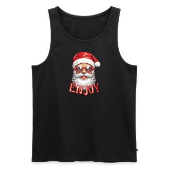 Père Noël profiter - Débardeur bio Premium Homme - noir - Devant - AI Model Male 178 light (178cm)