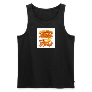 Chasing Sunsets – Retro Aesthetics - Men's Premium Organic Tank Top - black - Front - Michal (187cm)