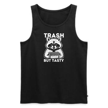 Trash But Tasty – Lustiges Waschbär Design - Männer Premium Bio Tank Top - Schwarz - Vorne - Michal (187cm)