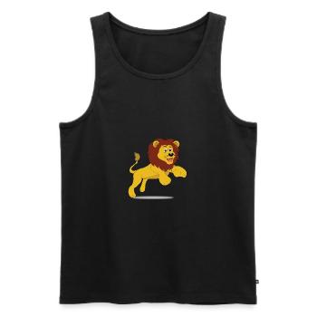 Cute lion with mane - motif for children and teens - Men's Premium Organic Tank Top - black - Front - AI Model Male 178 light (178cm)