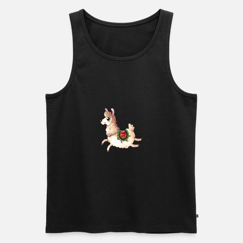Springendes Comic Lama - Männer Premium Bio Tank Top - Schwarz